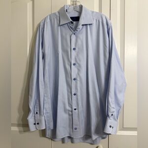 David Davidson Men's Light Blue Button-Up Dress Shirt Size 16(34/35)
